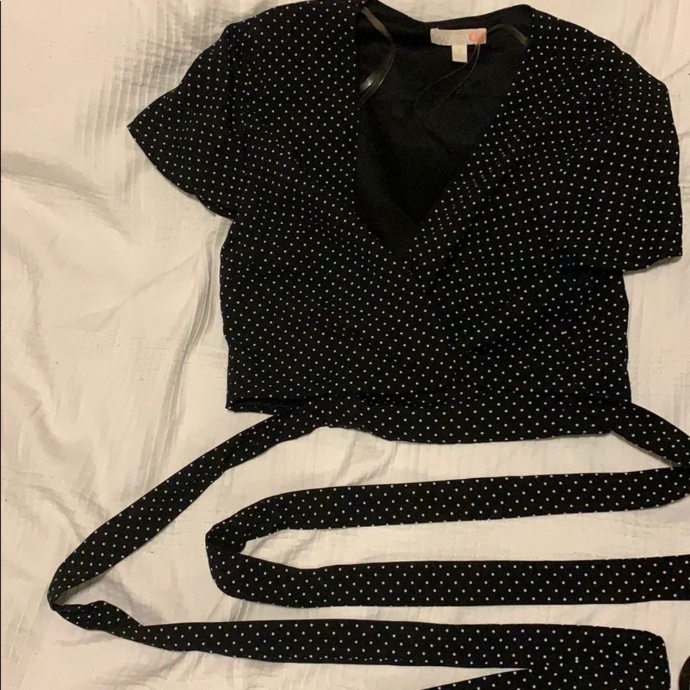 Polka dot wrap crop top